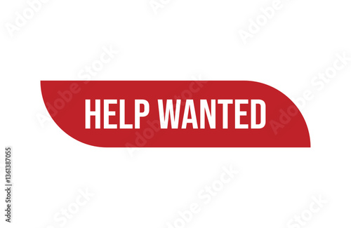 Red banner help wanted isolated on white background.