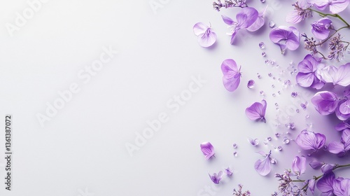 A lush purple floral background of wildflowers and soft petals, perfect for organic or eco-friendly product photography and nature-inspired designs.