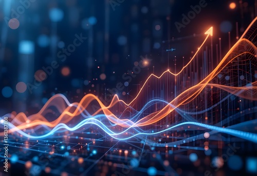 Fintech Background with Abstract Wave Effects.