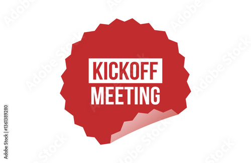 Kickoff meeting red ribbon label banner.