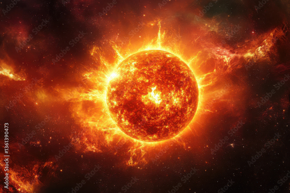 Obraz premium Large red sun