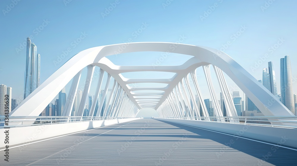 Fototapeta premium Innovative bridge engineering advances in urban architecture city skyline modern design clear sky futuristic concept