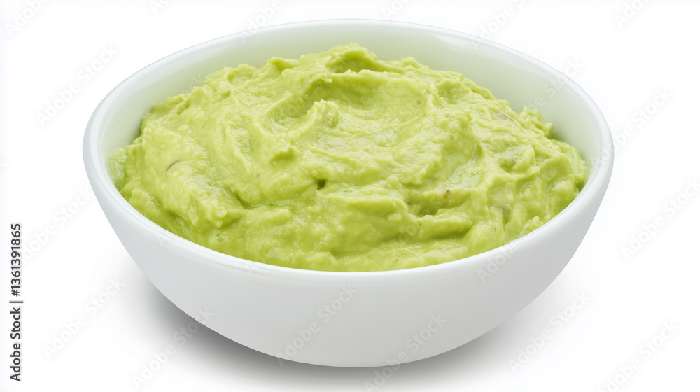 Close-up, high-angle studio shot of a small white bowl filled with a creamy, pale-green dip. The dip has a smooth, slightly textured surface with visible peaks and valleys. The bowl is round and Close-up, high-angle studio shot of a small white bowl filled with a creamy, pale-green dip. The dip has a smooth, slightly textured surface with visible peaks and valleys. The bowl is round and