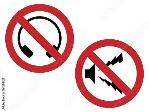 音漏れ／大音量禁止マークのベクターイラスト