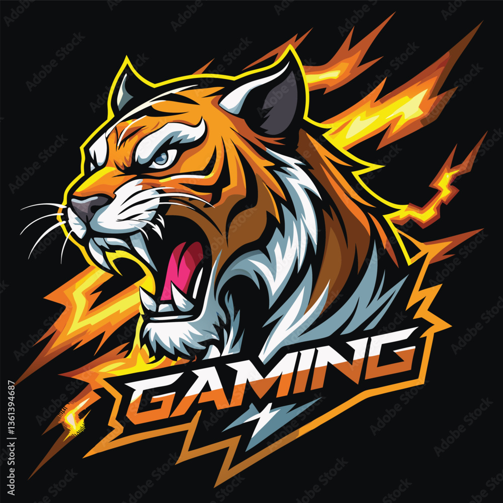 Tiger Mascot Esports Gaming Logo
Tiger Mascot Esports Gaming Logo