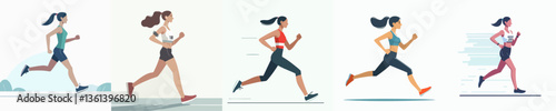 vector collection of a running athlete