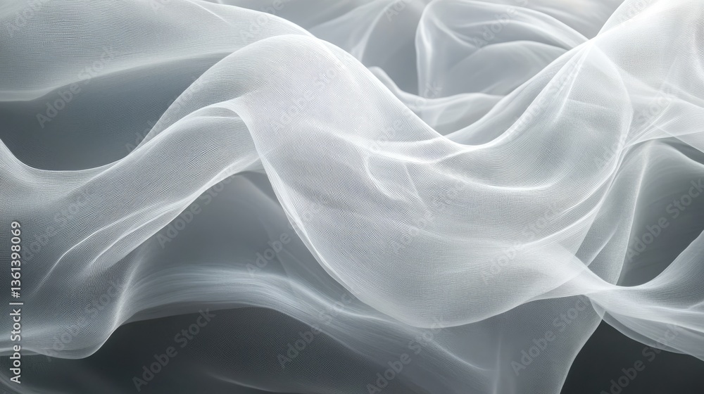 Ethereal Softness of White Fabric Draped in Flowing Waves with Gentle Light and Shadow Play Ethereal Softness of White Fabric Draped in Flowing Waves with Gentle Light and Shadow Play