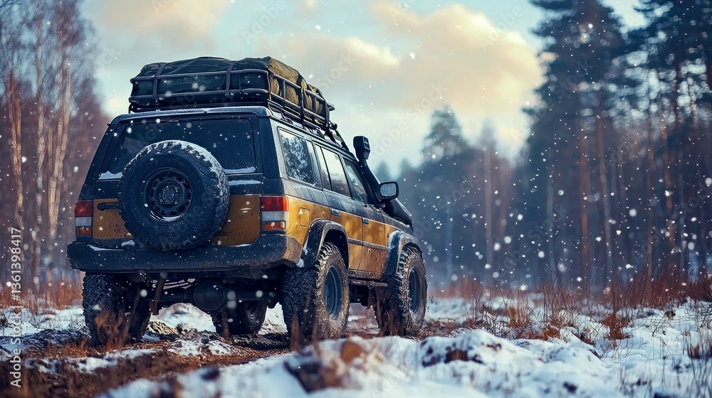 Off-Road SUV Adventure in Snowy Winter Forest: Epic Expedition Through Nature Off-Road SUV Adventure in Snowy Winter Forest: Epic Expedition Through Nature