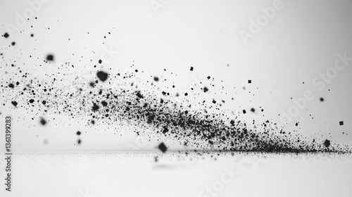 Obraz na płótnie Abstract black dust particles creating dynamic pattern on a white background for artistic visual concepts w salonie
