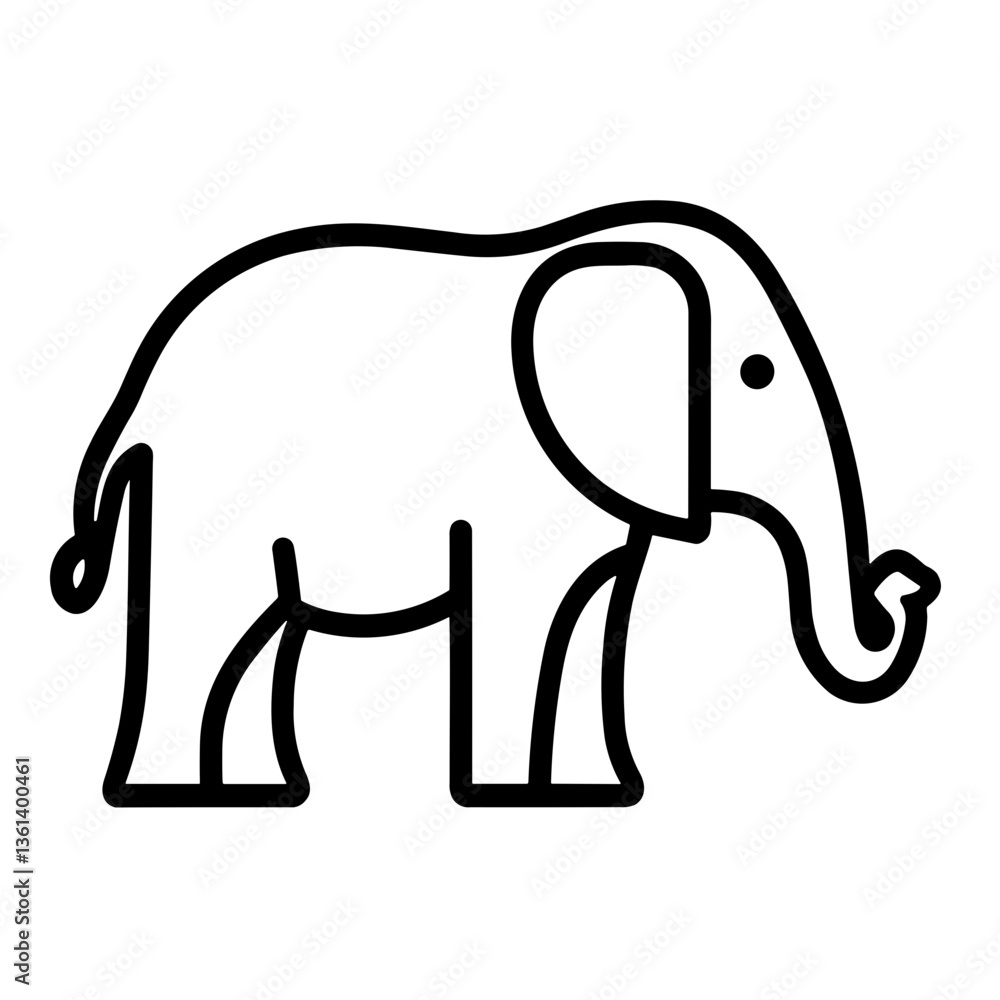 Flat Animal Illustration Elephant Icon