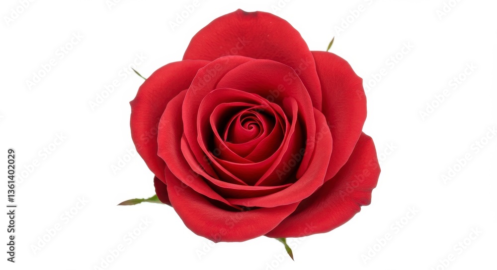 Fototapeta premium Single Dark Red Rose Close Up Macro Shot White Background