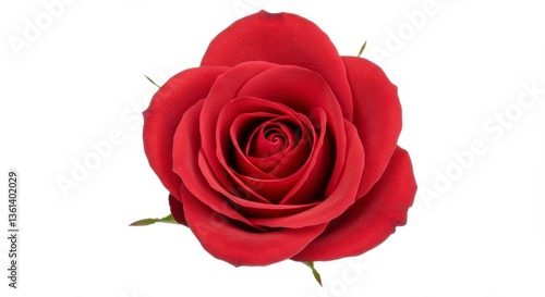 Single Dark Red Rose Close Up Macro Shot White Background
