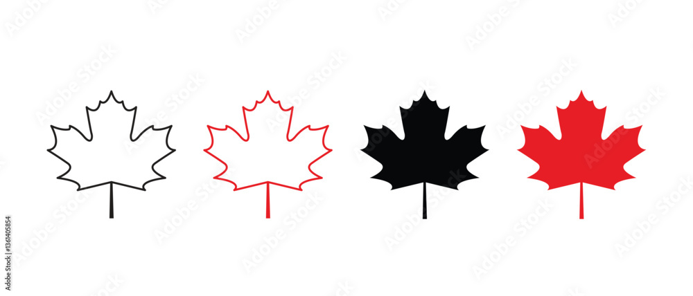 Maple leaf icon set vector illustration isolated on white background. Maple leaf icon set vector illustration isolated on white background.