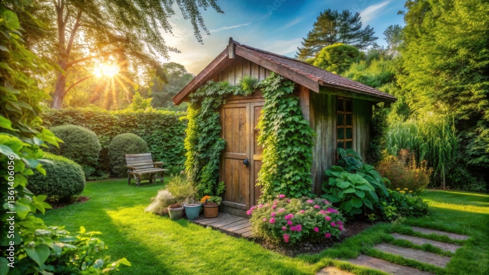 Cozy Garden Retreat with Lush Green Lawn and Charming Shed Cozy Garden Retreat with Lush Green Lawn and Charming Shed