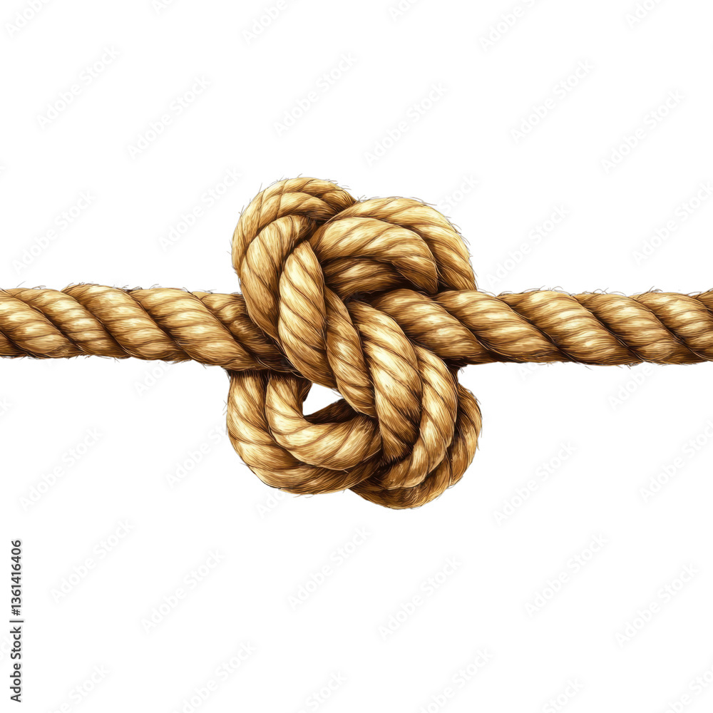 Intricate knot tightly bound with interwoven strands demonstrating skill and craftsmanship in a detailed close-up white isolate background Intricate knot tightly bound with interwoven strands demonstrating skill and craftsmanship in a detailed close-up white isolate background