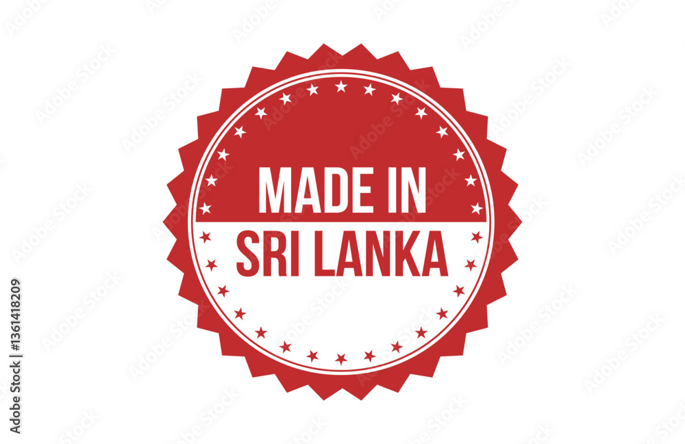 Made in Sri Lanka red ribbon label banner. Made in Sri Lanka red ribbon label banner.