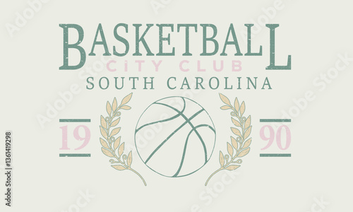 South Caroline athletic club graphic print design for t shirt. Basketball club vector t-shirt design.
