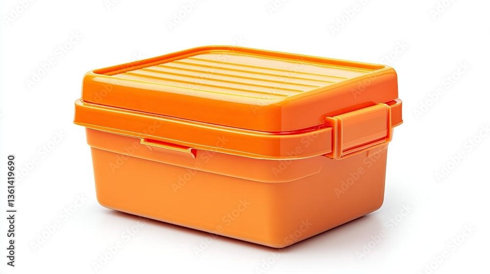 Orange lunch box isolated on white background with clipping path Orange lunch box isolated on white background with clipping path