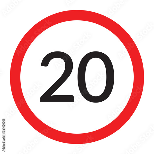 Speed limit 10, 20 km icon . Maximum speed limit 10 km per hour . Speed limit 10 km traffic sign . Vector illustration IN EPS 10.