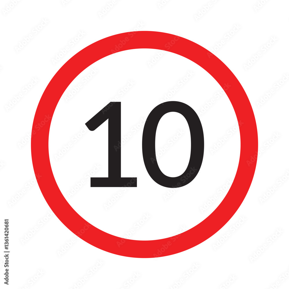Speed limit 10, 20 km icon . Maximum speed limit 10 km per hour . Speed limit 10 km traffic sign . Vector illustration IN EPS 10. Speed limit 10, 20 km icon . Maximum speed limit 10 km per hour . Speed limit 10 km traffic sign . Vector illustration IN EPS 10.