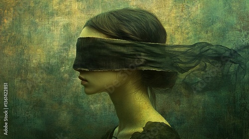 A person with a blindfold on, afraid to see new perspectives.