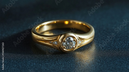 Elegant Gold Ring with a Sparkling Diamond Accent