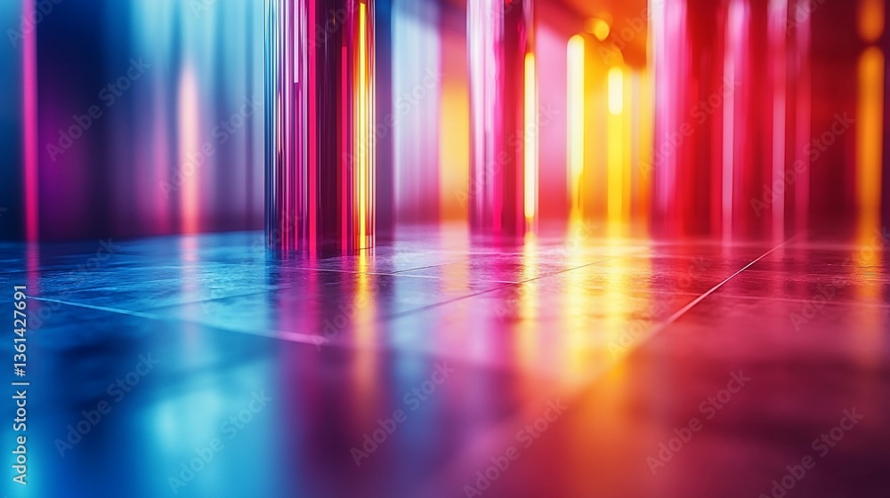 Colorful abstract lights reflecting on a shiny surface in a vibrant setting Colorful abstract lights reflecting on a shiny surface in a vibrant setting