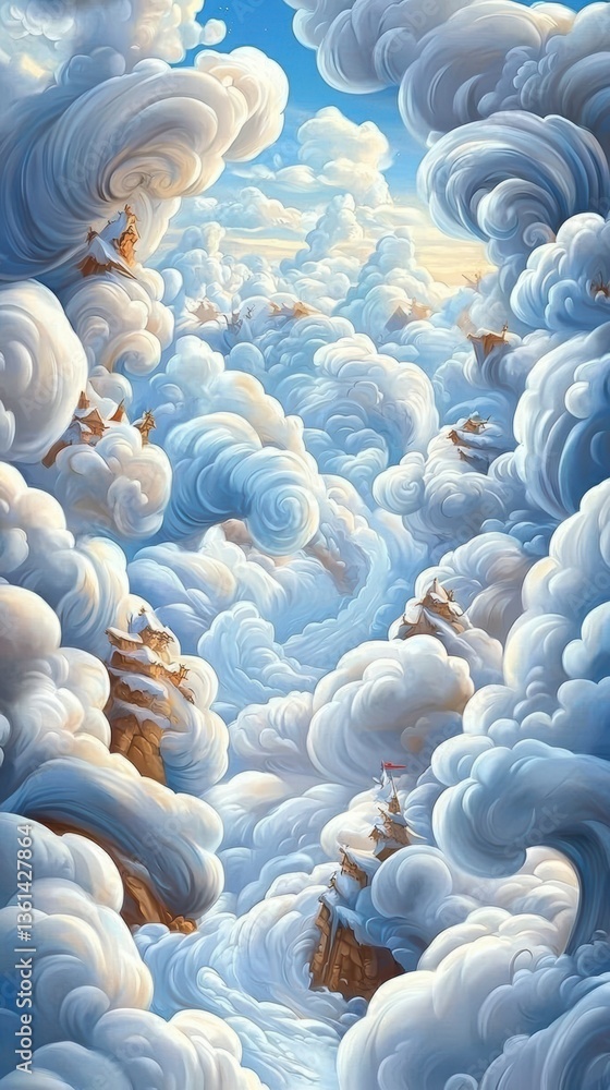 Fototapeta premium Cloud City - Fantasy Landscape.