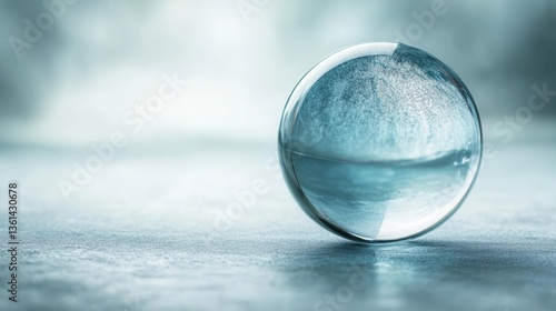 Wallpaper Mural A glass sphere reflecting light, resting on a smooth surface with a soft background. Torontodigital.ca
