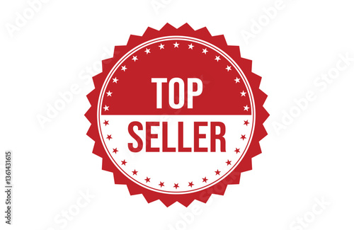 Top seller red ribbon label banner.