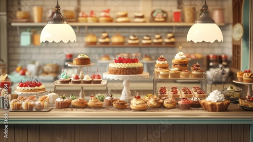 Wallpaper Mural Bakery showcase Delicious pastries & cakes displayed in a charming shop Torontodigital.ca