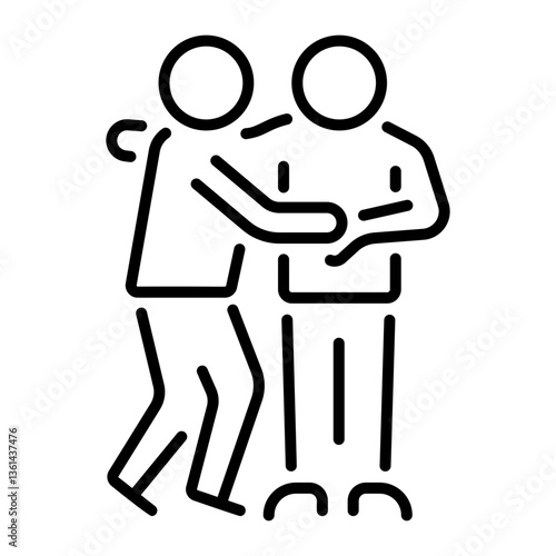 A character comforting his friends, line style icon 
