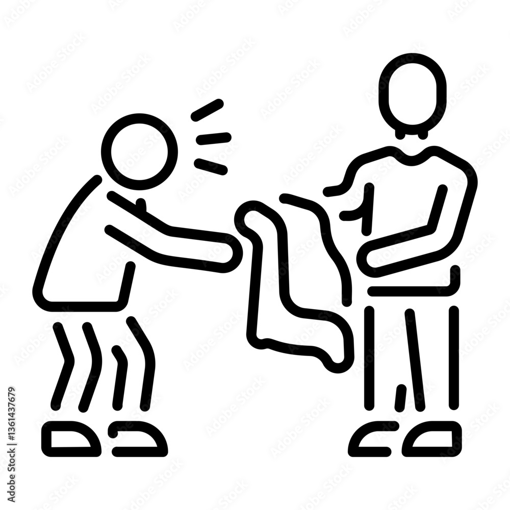 A character doing poor help, linear style icon 