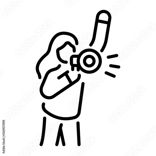 A character raising awareness, linear style icon 