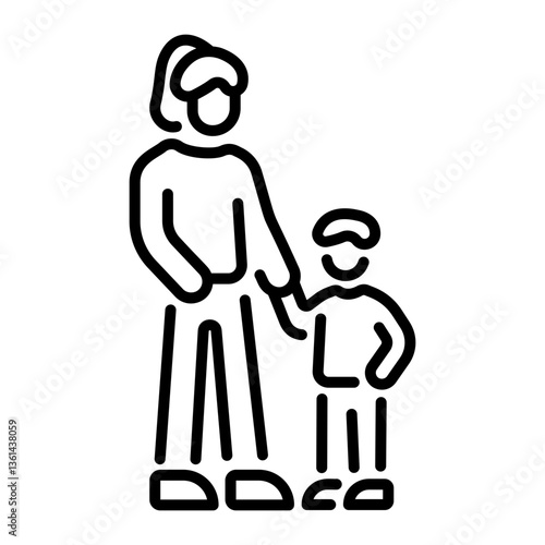 A character doing orphan help, line style icon 