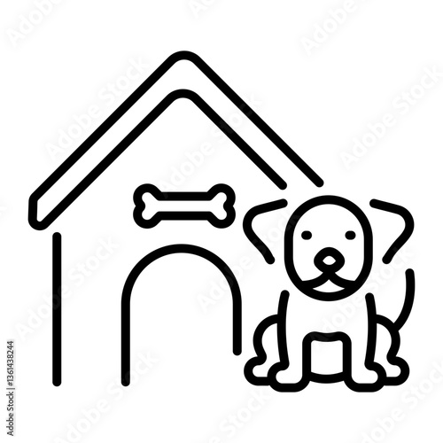 A linear style icon showing an animal shelter 