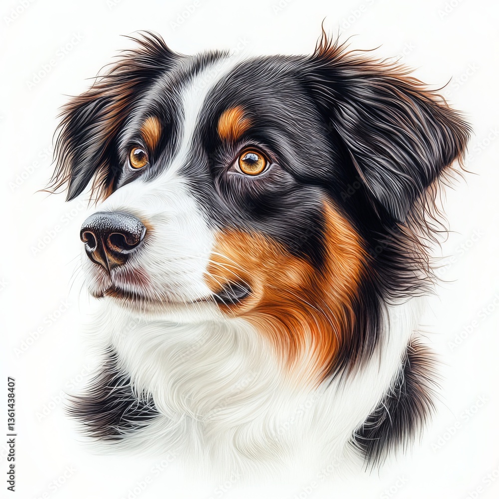 Fototapeta premium Aussie Dog Facing Forward Looking Side