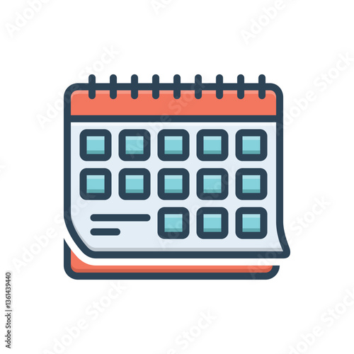 Color illustration icon for year