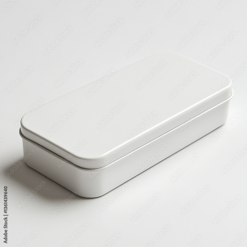 Minimalist White Metal Box: A Simple Storage Solution on a Clean White Surface, Perfect for Organizing Small Items. Minimalist White Metal Box: A Simple Storage Solution on a Clean White Surface, Perfect for Organizing Small Items.