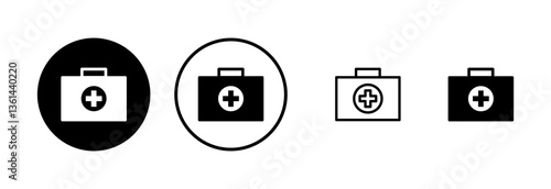 Medical box icon logo design. Medical suitcase sign and symbol. First aid icon