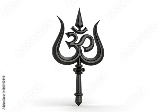 3d black trishul and symbol concept as vector illustration