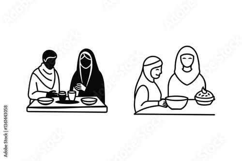 Muslim Family Iktar Meal Sharing Ramadan Traditions Culture