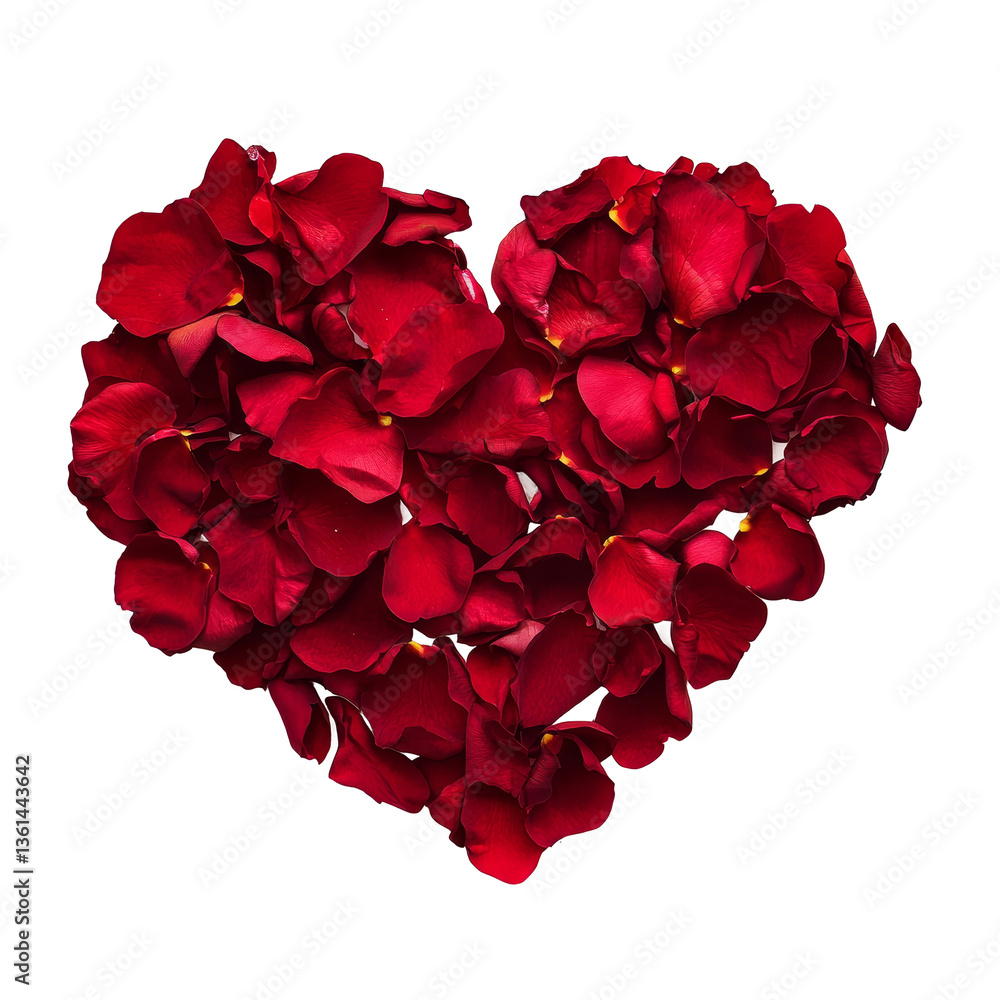 Heartshaped arrangement of red rose petals on a clean transparent background for romantic occasions or decorations, Red Rose Petals Heart on transparent background Heartshaped arrangement of red rose petals on a clean transparent background for romantic occasions or decorations, Red Rose Petals Heart on transparent background
