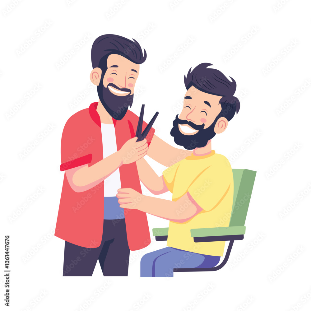 Barber and happy Customer Vector Style illustration. Eps 10 File Barber and happy Customer Vector Style illustration. Eps 10 File