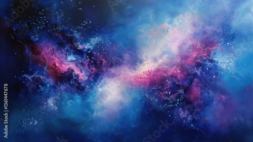 Un fondo abstracto en tonos de azul, morado y rosa, imitando una nebulosa en el espacio profundo. Pequenos destellos de estrellas y luces difusas dan un aspecto etereo y misterioso Ð¡ÐºÑ€Ñ‹Ñ‚ÑŒ