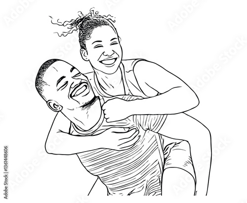 Happy couple coloring page