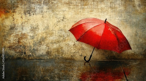 red umbrella in the rain