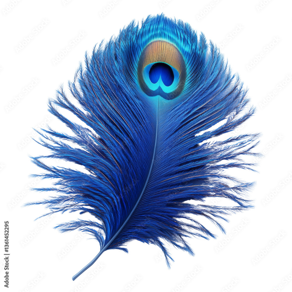 Obraz premium Peacock feather on a transparent background nature macro view vibrant colors
