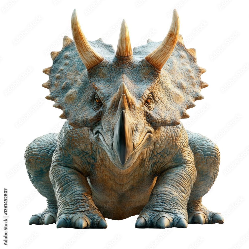 Fototapeta premium Triceratops dinosaur on a transparent background realistic studio environment