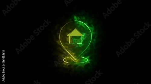 Iconic Green Location Pin with House Symbol  A Modern Interface Design Element for Navigation and Home Mapping Applications

